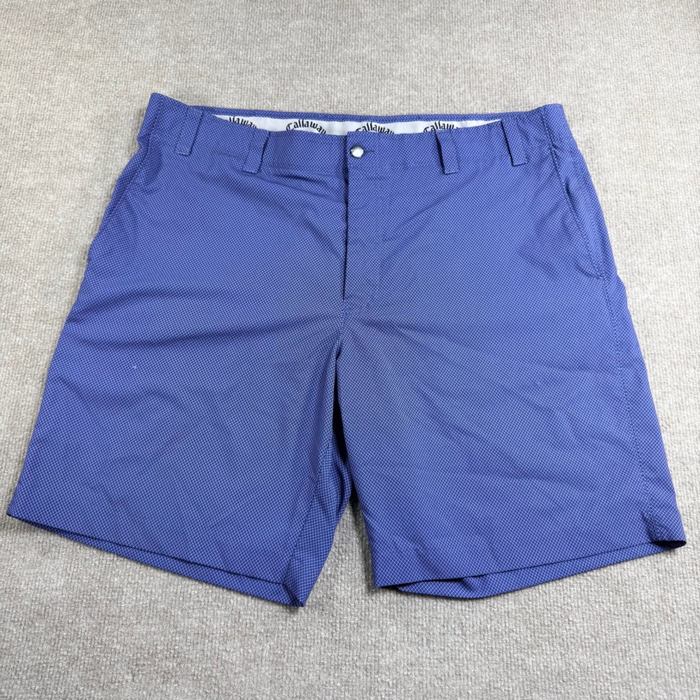 Callaway Mens Blue Geometric Micro Print Golf Shorts Size 40 Performance Stretch